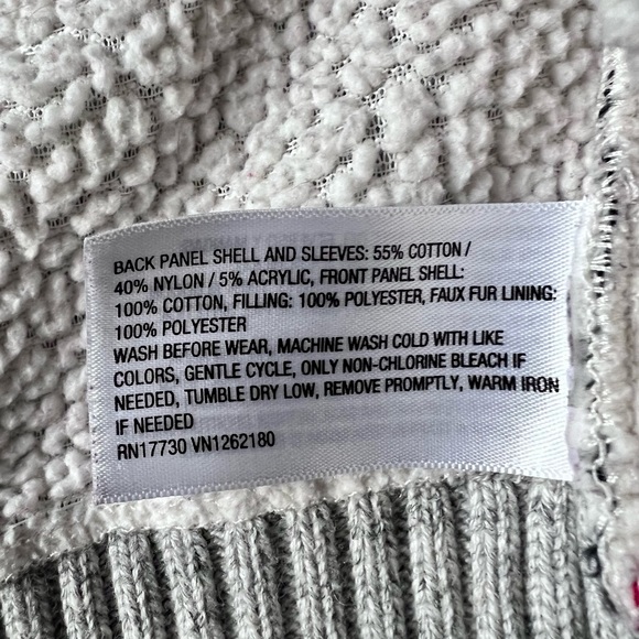 Cat & Jack Red and black plaid zip up sweater with gray sleeves and back 5T - Picture 7 of 7